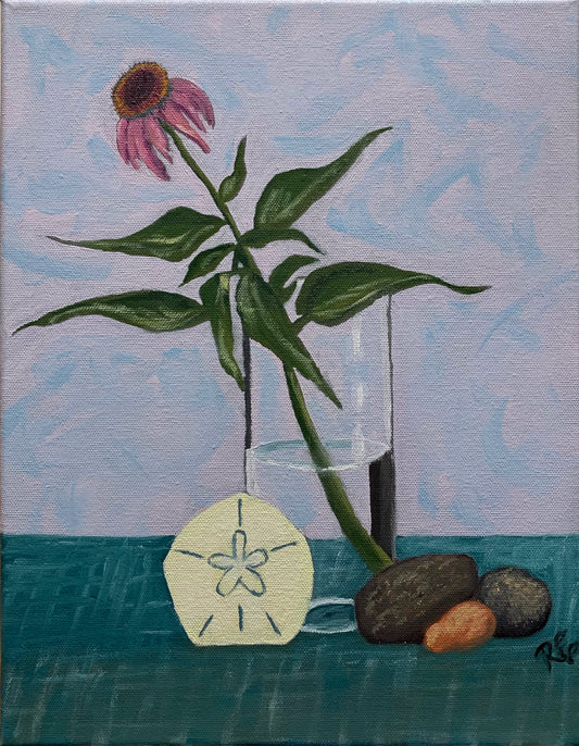 Flower and Sand Dollar Still Life